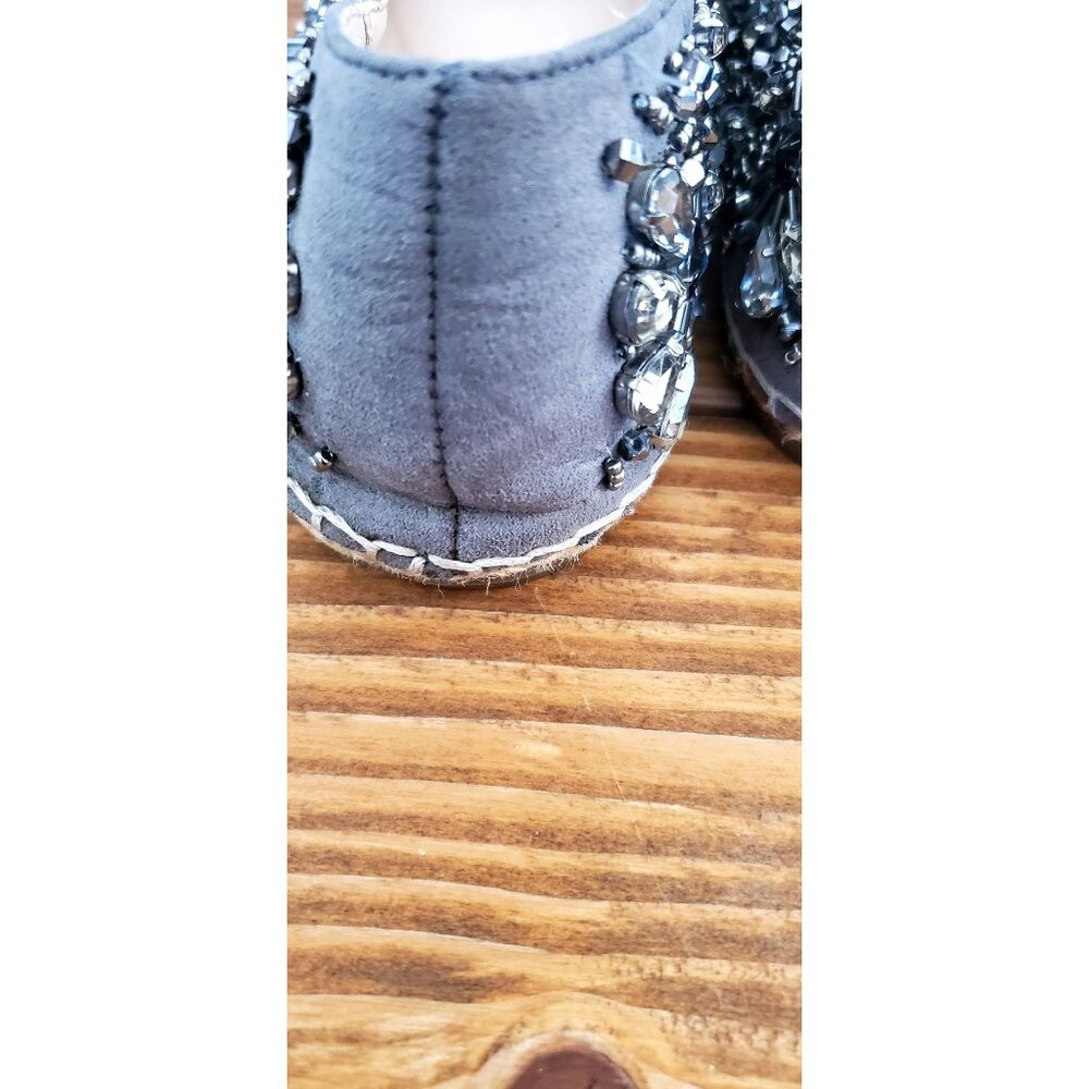 Kurt Geiger Beaded Embellished Grey Slip-On Loafers Rhinestones Size 7 - Picture 8 of 15